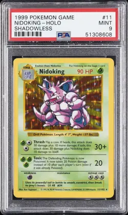 1999 POKEMON GAME SHADOWLESS #11 NIDOKING-HOLO PSA 9 - Image 1