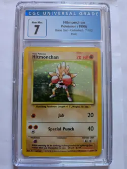 Hitmonchan CGC 7 Near Mint Base Set Unlimited Holo Rare 7/102 Pokemon TCG 1999 - Image 1