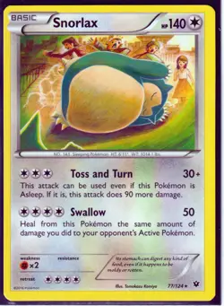 2016 POKEMON SNORLAX 77/124 FATES COLLIDE-RARE- REGULAR -NM/LP (Excellent) S2 - Image 1