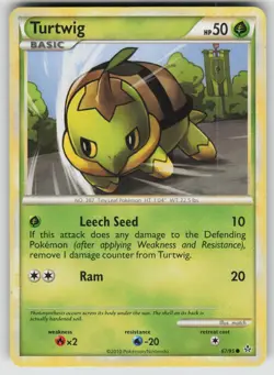 Turtwig 67/95 Common HGSS Unleashed Pokemon Damaged - Image 1