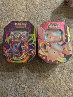 2 Pokemon TCG Mega Moonlit ex Tin Bundle Clefable & Gengar Sealed New - Image 1
