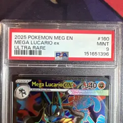 2025 Pokemon Meg En-Mega Evolution #160 Mega Lucario Ex Ultra Rare PSA 9 - Image 2