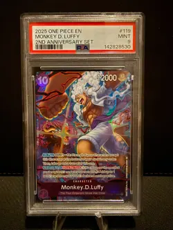 2025 One Piece EN 2nd Anniversary Set #119 Monkey.D.Luffy PSA 9 MINT - Image 1