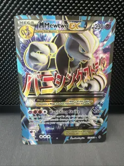 Pokemon M Mewtwo EX Full Art Rare Holo Card 159/162 Breakthrough - Image 1