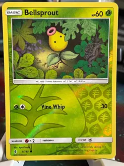 POKEMON BELLSPROUT 1/145 COMMON REVERSE HOLOFOIL GUARDIANS RISING NM CARD - Image 1