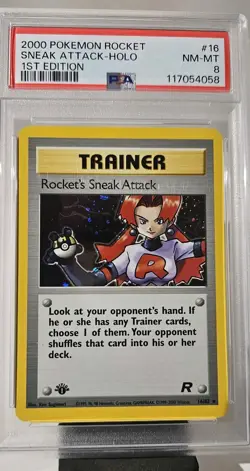 2000 1st Edition Team Rocket (SNEAK ATTACK) HOLO GRADED PSA- 8 CARD # 18/82 - Image 3