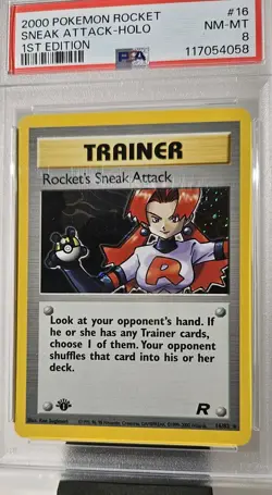 2000 1st Edition Team Rocket (SNEAK ATTACK) HOLO GRADED PSA- 8 CARD # 18/82 - Image 4