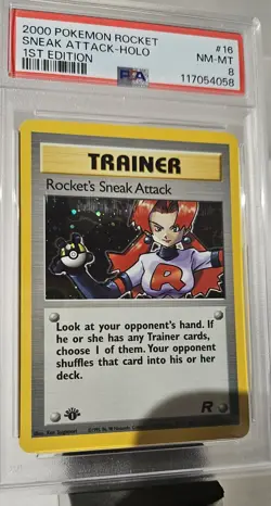 2000 1st Edition Team Rocket (SNEAK ATTACK) HOLO GRADED PSA- 8 CARD # 18/82 - Image 5