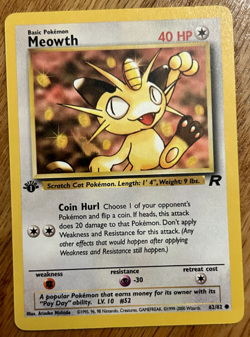 Meowth First Edition - Team Rocket Set 62/82 - Pokemon TCG Vintage Card - Image 1