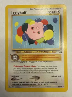 2001 Pokemon Neo Discovery Igglybuff 40/75 WOTC Vintage Baby Pokemon Card - Image 1
