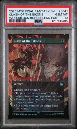 2025 MTG FINAL FANTASY WOODBLOCK BORDERLESS-FOIL CLASH OF THE EIKONS PSA 10 - Image 1