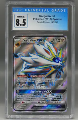 CGC 8.5 Pokemon card SOLGALEO GX Sun & Moon 143/149 mint 2017 Spanish RARE nice - Image 1