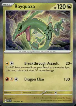 RAYQUAZA 153/217 ASCENDED HEROES RARE HOLO POKEMON - Image 1