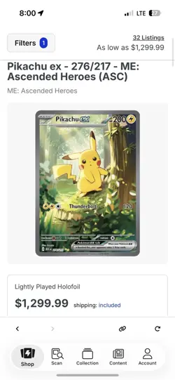 Pikachu ex 276/217 ME: Ascended Heroes Full Art Holo Rare English - Image 3