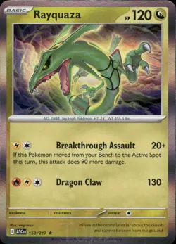 Rayquaza 153/217 Rare Ascended Heroes Pokemon Holo Near Mint - Image 1