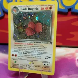 The Pokemon Company Dark Dugtrio 6/82 Team Rocket Holo Rare MP vintage CREASE - Image 2