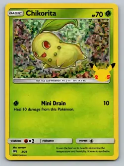 Chikorita 002/025 Promo McDonald's 25th Anniversary Promos Pokemon Holo LP - Image 1