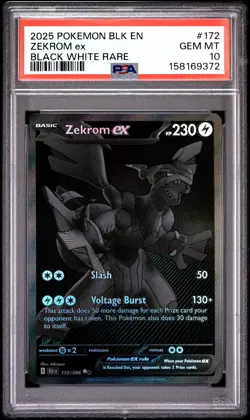 2025 POKEMON BLK EN-BLACK BOLT BLACK WHITE RARE #172 ZEKROM EX PSA 10 - Image 1