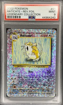 2002 POKEMON LEGENDARY COLLECTION #61 RATICATE-REVERSE FOIL PSA 9 - Image 1