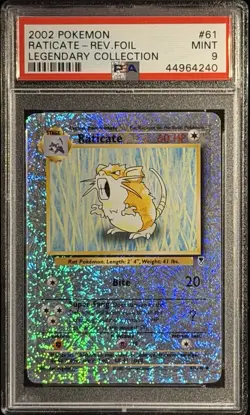 2002 POKEMON LEGENDARY COLLECTION #61 RATICATE-REVERSE FOIL PSA 9 - Image 3