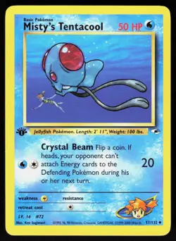 Misty's Tentacool 57/132 Uncommon Gym Heroes 1st edition Pokemon NM 01-03-159 - Image 1
