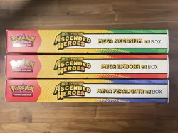 Pokemon TCG Ascended Heroes Mega Feraligatr + Meganium + Emboar EX Boxes Sealed - Image 3