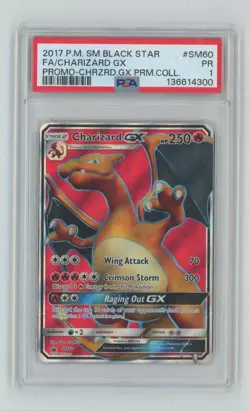 2017 Pokemon SM Black Star Promo PSA 1 Charizard GX #SM60 PSA 1 - Image 1
