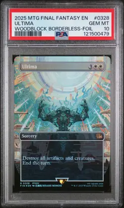2025 MTG FINAL FANTASY WOODBLOCK BORDERLESS-FOIL #0328 ULTIMA PSA 10 - Image 1