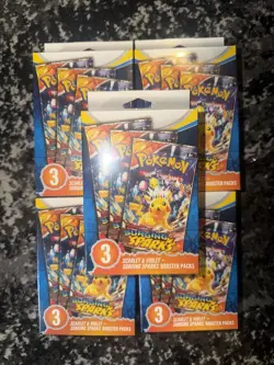 Pokemon TCG: Surging Sparks Booster 3 Pack Scarlet & Violet LOT OF 5 - Image 4
