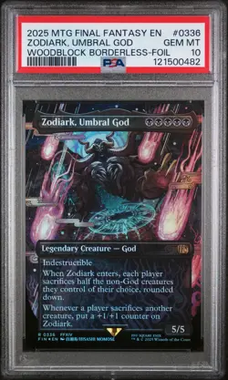 2025 MTG FINAL FANTASY WOODBLOCK BORDERLESS-FOIL ZODIARK, UMBRAL GOD PSA 10 - Image 1