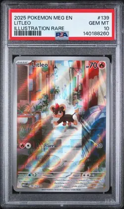 2025 POKEMON MEG EN-MEGA EVOLUTION 139 LITLEO ILLUSTRATION RARE - PSA 10 - Image 1