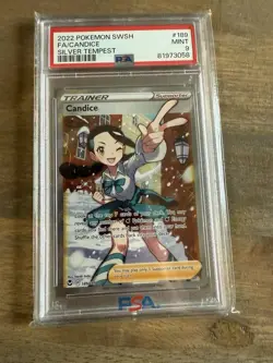 PSA 9 Mint Candice 189/195 Trainer Silver Tempest Holo Graded Pokemon Card - Image 1
