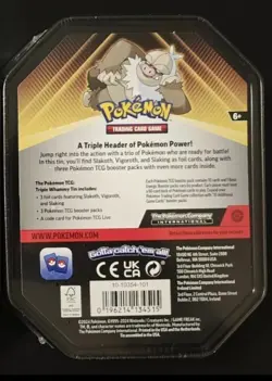 2024 POKEMON TGC TRIPLE WHAMMY TIN SLAKING NEW SEALED 3 Packs Promo Holo - Image 2