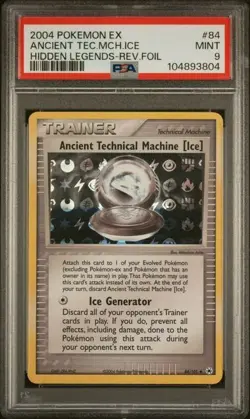 PSA 9 ANCIENT TECHNICAL MACHINE ICE 84 HIDDEN LEGENDS REVERSE FOIL POKEMON - Image 1