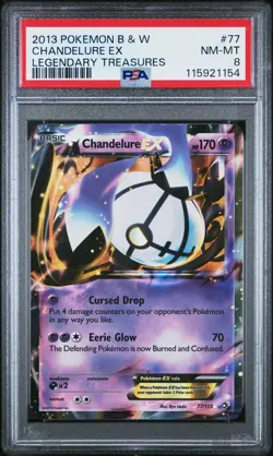 2013 POKEMON B&W LEGEND TREASURES #77 CHANDELURE EX PSA 8 - Image 1