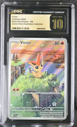 CGC 10 Pristine Victini 208 SVP Black Star Promo Full Art Pokemon Scarlet Violet - Image 1