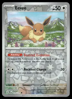 Eevee 074/131 Common Prismatic Evolutions Pokemon Reverse Holo Near Mint - Image 1