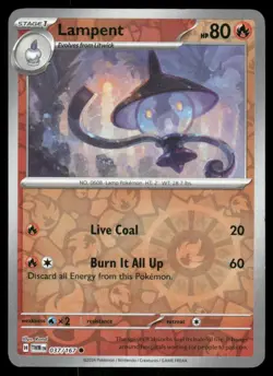 Lampent 037/167 Common Twilight Masquerade Pokemon Reverse Holo Near Mint - Image 1