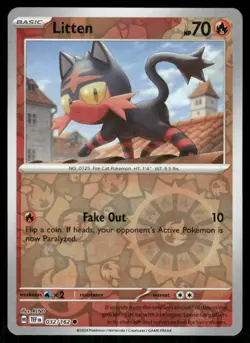 Litten 032/162 Common Temporal Forces Pokemon Reverse Holo Near Mint - Image 1