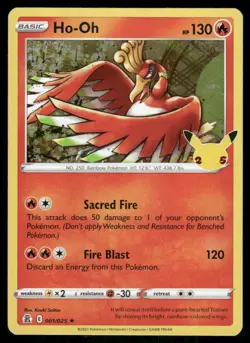 Ho-Oh 001/025 Rare Celebrations Pokemon Holo Near Mint - Image 1