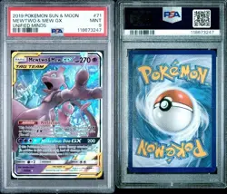 2019 POKEMON SUN & MOON UNIFIED MINDS #71 MEWTWO & MEW GX PSA 9 - Image 3
