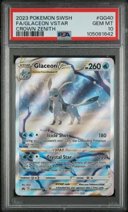 2023 POKEMON SWORD AND SHIELD CROWN ZENITH #GG40 FA/GLACEON VSTAR PSA 10 - Image 1