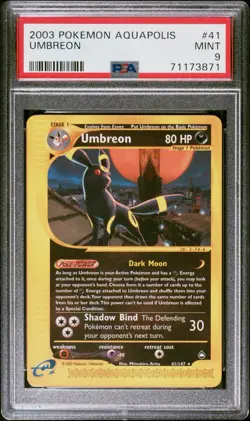 2003 POKEMON AQUAPOLIS #41 UMBREON PSA 9 - Image 1