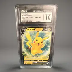 2022 Pokemon TCG Pikachu V SWSH198 Holo Black Star Promo GEM Mint CGC 10 - Image 1