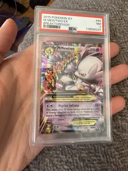 POKEMON 2015 XY Breakthrough M MEWTWO EX #64 PSA 7 - Image 1