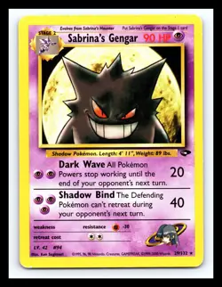 💥 Sabrina's Gengar 29/132 Rare Gym Challenge Pokemon Non Holo Pokemon Card - Image 1