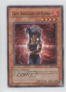 Lady Assailant of Flames Unlimited YuGiOh Labyrinth Nightmare #LON-035 2003 READ - Image 1