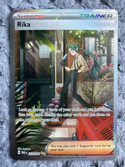 Pokemon TCG Paradox Rift Rika Special Illustration Rare SIR Trainer #258/182 NM - Image 1