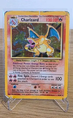 Pokemon Base Set Charizard Holo Rare 4/102 Unlimited WOTC HP/DMG Vintage 1999 - Image 1
