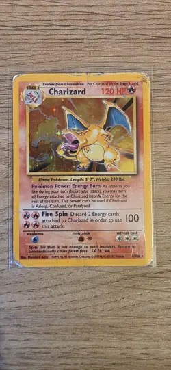 Pokemon Base Set Charizard Holo Rare 4/102 Unlimited WOTC HP/DMG Vintage 1999 - Image 2